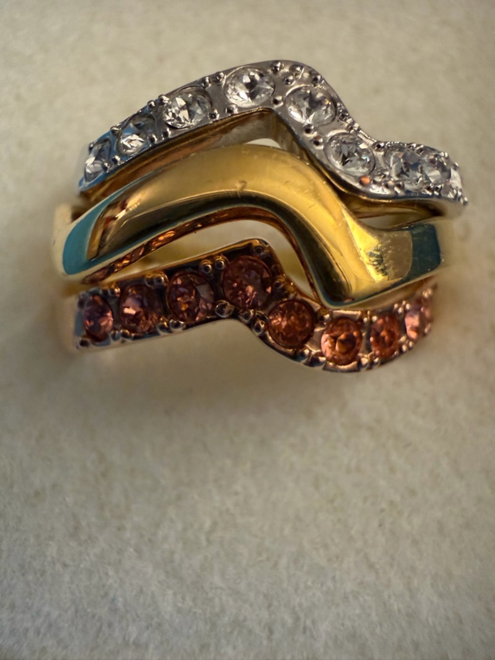 TOUCHSTONE CRYSTAL by Swarovski, Colorwave Rings Set of 3 - Stackable, Excellent